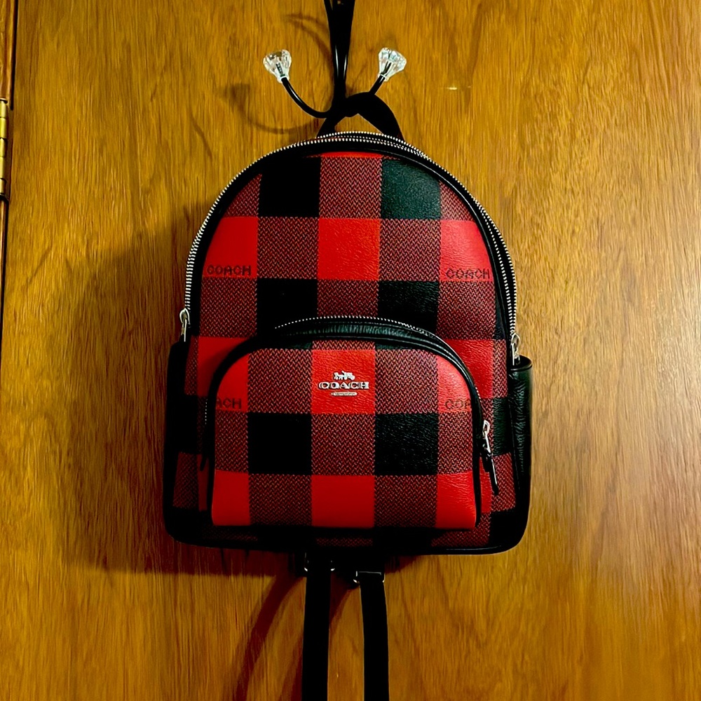 Buffalo plaid Coach backpack
